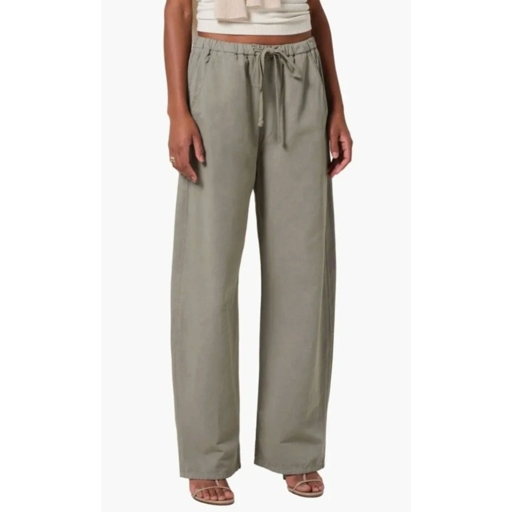 CITIZENS OF HUMANITY Aurora Wide Leg Pants Green Cotton Flax Women's Size Medium